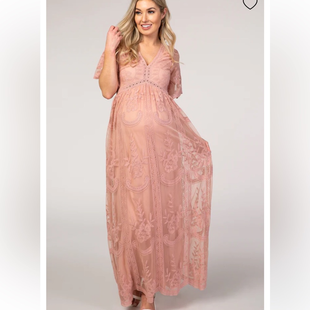 BNWT Pinkblush Maternity Pink Lace Maxi Dress